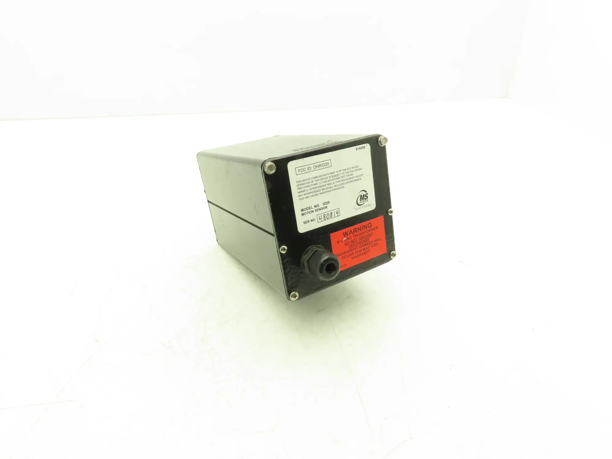 MS Sedco ID20 Industrial Door Microwave Motion Sensor 10.525GHz 12-24V AC/DC