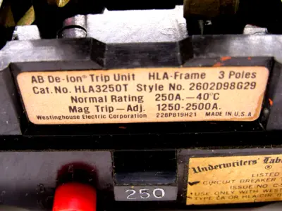 USED WESTINGHOUSE HLA3250T TRIP UNIT