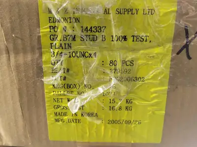 3/4"-10UNC x 4" Stud Bolt Grade B7M