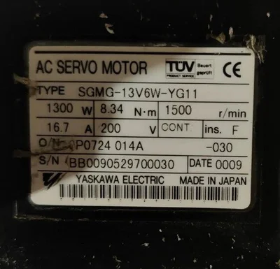 Yaskawa SGMG-13V 6W-YG11 AC Servo Motor 1.3KW Routech CNC Free Shipping!!