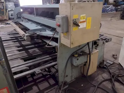 13' x 1/4" AMADA MODEL #M-4065 MECHANICAL POWER SQUARING SHEAR, FRONT GUAGING, CONVEYOR & STACKER: STOCK #19272
