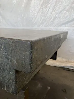 48" X 72" X 10" MICRO-FLAT GRANITE SURFACE PLATE W/ STARRETT BASE. STOCK # 1170823.