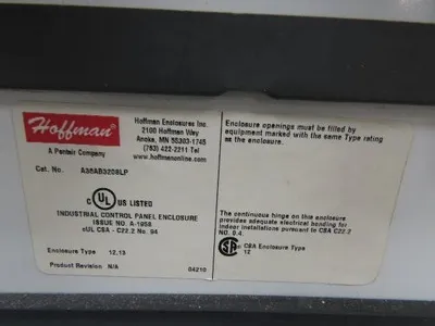 Hoffman A36AB3208LP Electrical Enclosure Control Panel 36x32x8" 30A Disconnect