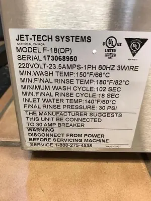 JET TECH - High Temp Undercounter Cup & Glasswasher