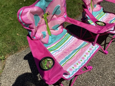 Two new Melissa & Doug Sunny Patch Cutie Pie Butterfly Kids Folding Chairs.