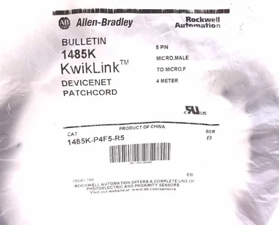 NEW ALLEN BRADLEY 1485K-P4F5-R5 KWIK LINK DEVICENET PATCH CORD SER.B 1485KP4F5R5