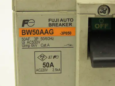 Fuji BW50AAG-3P050 3-Pole Auto Circuit Breaker 50A 500V 3Ph Molded Case