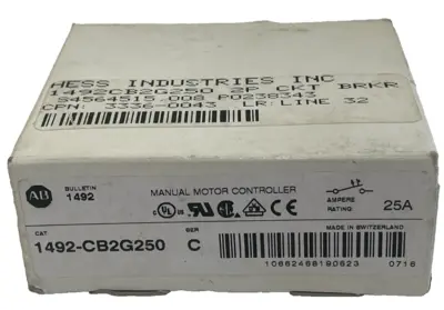 A / B 1492-CB2G250 MANUAL MOTOR CONTROLLER SER. C 1492CB2G250 NEW, SURPLUS