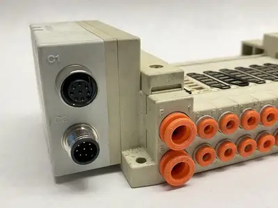 Used SMC Pneumatic Manifold Assembly 9-Station Solenoid Valves Michigan US | Maverick Industrial Sales #1398304
