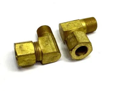None | Brass Elbow Compression Fitting 8mm OD Tube to 7/16-20 NPT Male Thread LOT OF 2 - New Other