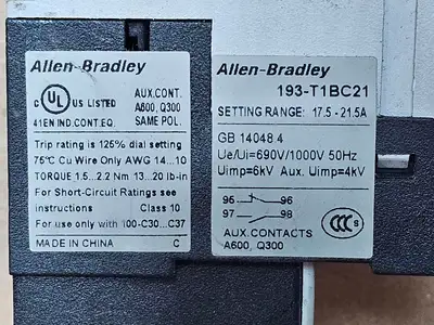 Used ALLEN-BRADLEY 193-T1BC21 Relays & Switches British Columbia CA | Lenmark #1489040