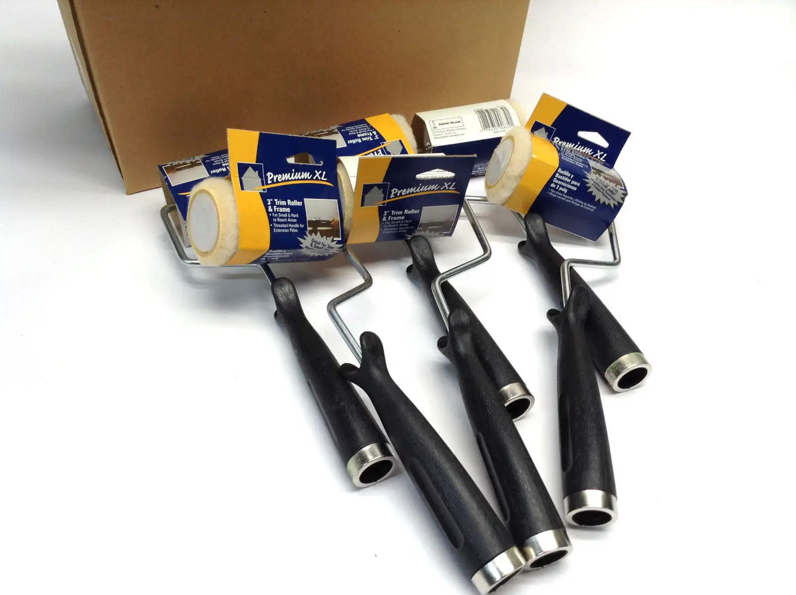 107528300 | Sherwin Williams Premium XL 3" Inch Trim Rollers & Frames 3/8" Nap Box of 6 - New