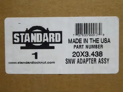 Standard 20X3.438 SNW Adapter Assembly New NIB
