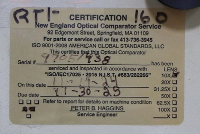 Used 2005 Dorsey Gage Co. BENCHMARK 16H, 2005, QC 2000 DRO w/EDGE DET. Comparators New Jersey US | Machinery Values #1344158