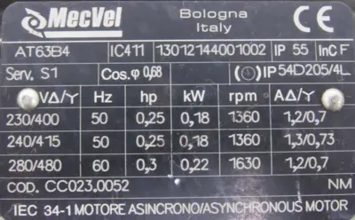 USED MECVEL ALI4-F LINEAR ACTUATOR .3HP 208/480V ALI4F AT63B4