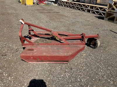 60” three point brush hog, three point mount is bent, no PTO shaft, no-flat rear caster, was able to...