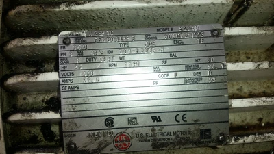 US Motors 25HP; 1190RPM; 460V; Frame: 364U D01-S225B-M