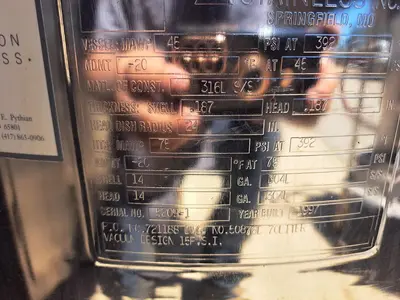 Tank, 18 Gallon, 45 PSI, Jacketed, 316L Stainless Steel, Precision, #C739348