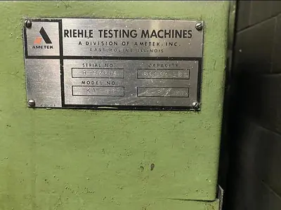 USED RIEHLE HYDRAULIC TENSION & COMPRESSION TESTING MACHINE
