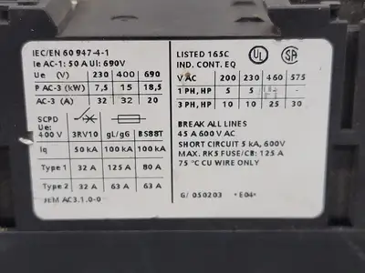 USED SIEMENS 3RT1034-1AK60