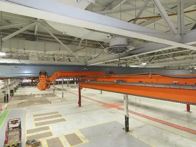Cleveland Tramrail P&H 1 Ton Single Girder Underhung Bridge Crane 21' Span