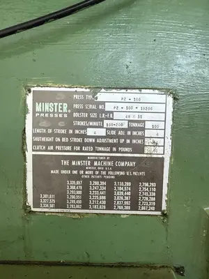 USED 1970 MINSTER P2-100-48