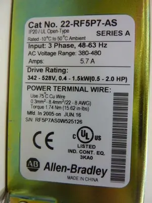 NEW ALLEN BRADLEY 22-RF5P7-AS SER A