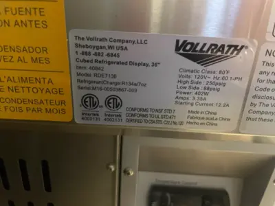 182-0164 Vollrath Self Contained Cooler-New