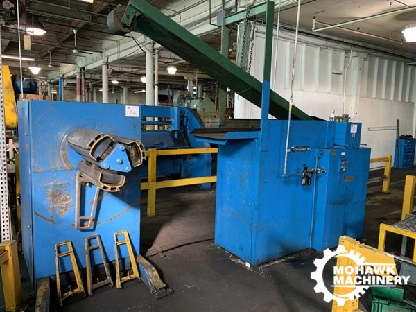 7000 LB X 18" X .059" RBI (RED BUD) “SM218 & RM2413” COIL REEL & STRAIGHTENER - 20 HP HYDRAULIC MOTOR - PNEUMATIC BRAKING - EXPAND - CONTRACT