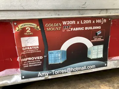 20' X 20' CONTAINER GOLDEN MOUNT MODEL #C2020-300PE DOME SHELTER TENT: STOCK #16837