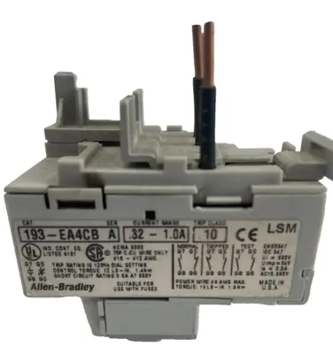 USED ALLEN BRADLEY 193-EA4CB OVERLOAD RELAY SER. A 193EA4CB