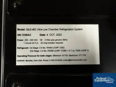USED Trane Farrar Trane Technologies Ultra Low Storage Chamber, Model ULC 259