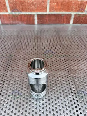 USED LOWTECH STAINLESS STEEL IN LINE SIGHT GLASS W/ 2" SANITARY FITTING