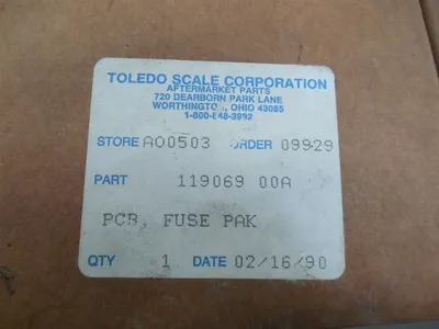 Toledo Scale Corporation 11906900 Fuse Pak Module Rev. A New NIB