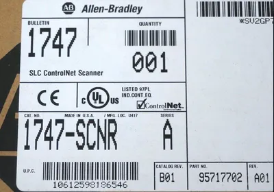 ALLEN BRADLEY 1747-SCNR CONTROLNET SCANNER SER. A, CAT. REV. B01, REV. A01