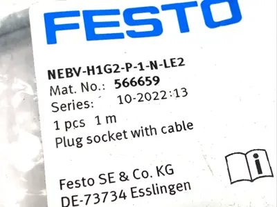 NEW FESTO PLUG SOCKET W/ CABLE 1M, 566659