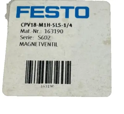 USED FESTO CPV18-M1H-5LS-1/4 SOLENOID VALVE 163190 CPV18M1H5LS14