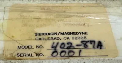 NEW SIERRACIN/MAGNEDYNE 402-87A TACHOMETER W/ BRUSH RING 40287A