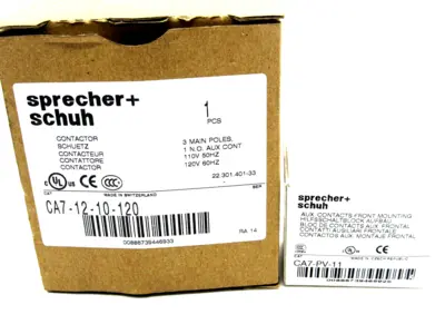NEW SPRECHER & SCHUH CA7-12-10-120 CONTACTOR W/CA7-PV-11 CA71210120