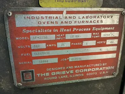 Used GRIEVE AF1250 Heat Treating Units Ohio US | HGR 24 #1545780