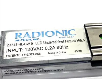 ZX513-HL-CW-9 | Radionic  LED Undercabinet Fixture/Strip Light Hi/Lo 120VAC 0.2A - Used