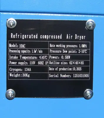 2025 Maximus 53 CFM  Refrigerated Compressed Air Dryer for 10 HP Compressor