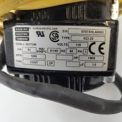 USED BODINE BODINE MINI MOTOR KCI-23 WITH 2" X 5.50 MOUNTED FLEXIBLE FLIPPERS