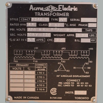 Acme Electric 45 KVA Transformer