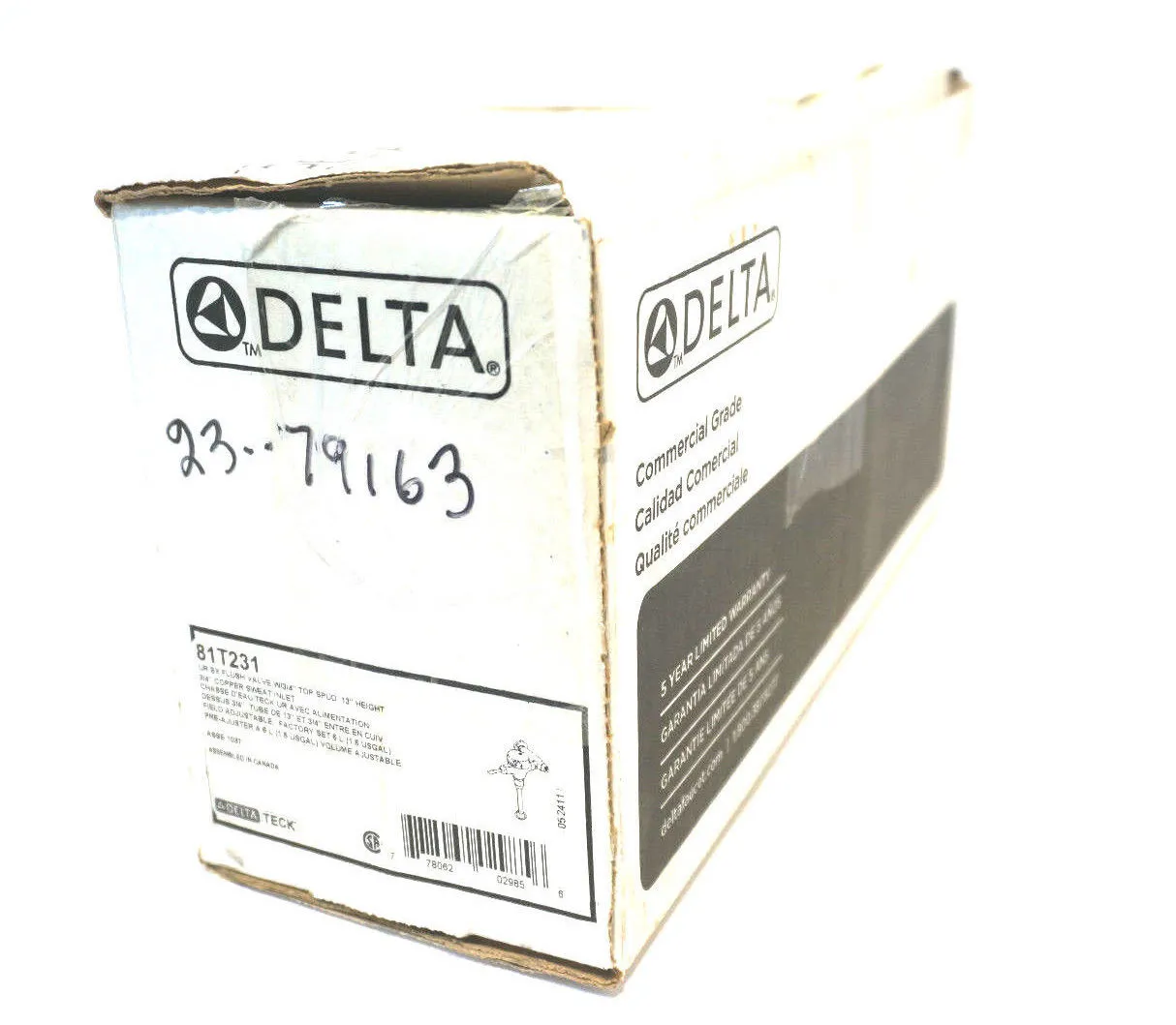 NEW DELTA 81T231 FLUSH VALVE