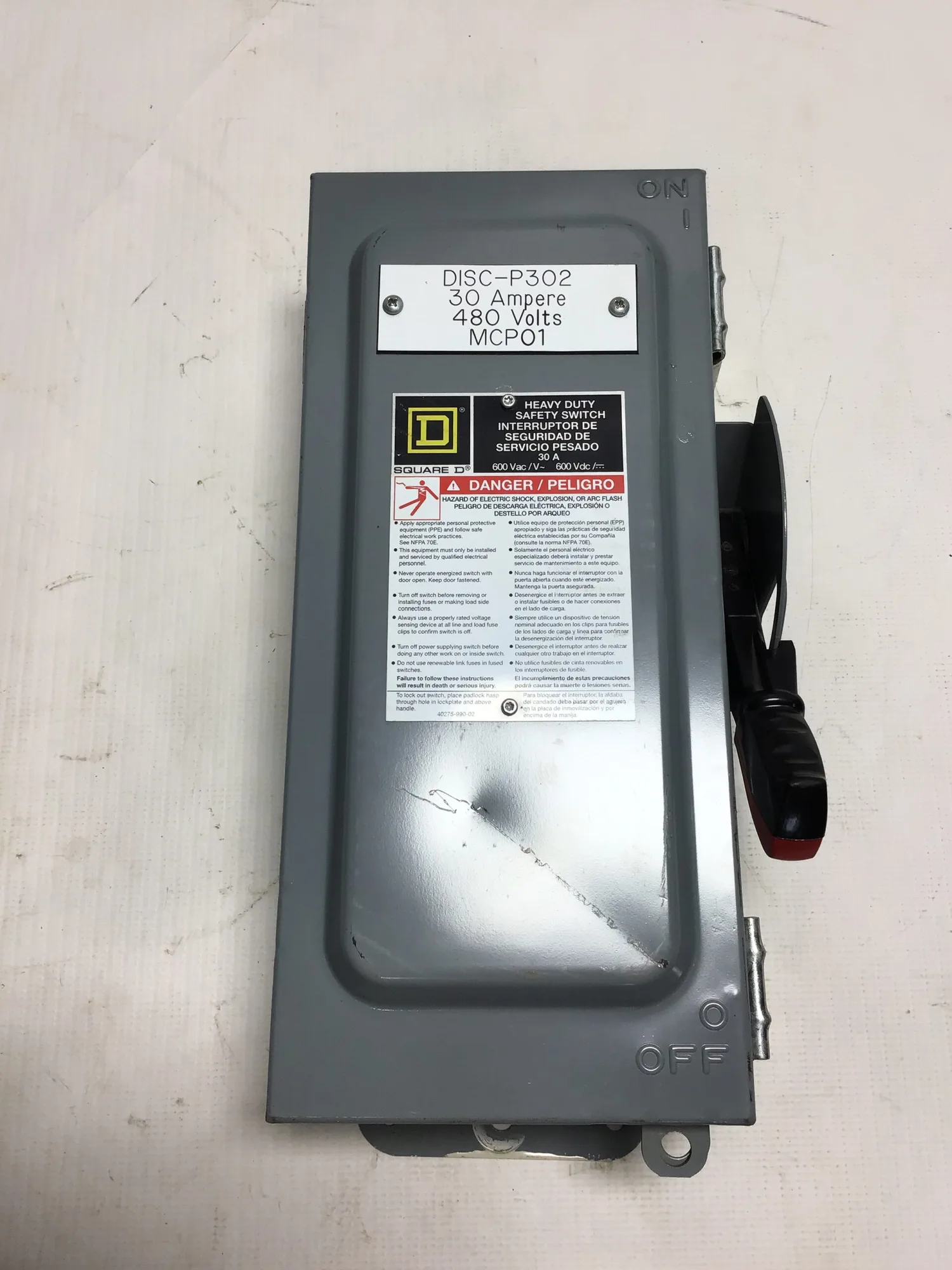 Square D HU361AWK – AL-40 Enclosed Switch 600V 30A 50/60Hz Type 3R,5,12