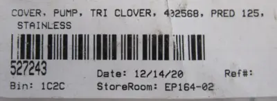 NEW TRI CLOVER R60-2-09-316 PUMP CASE COVER 402568 R60209316