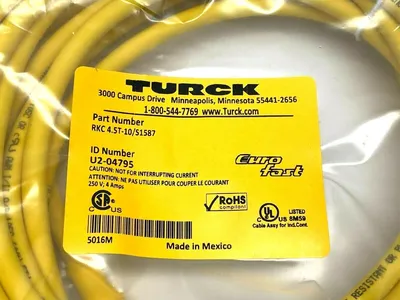RKC 4.5T-10/S1587 | Turck  Eurofast Single-Ended Cordset U2-04795 - New