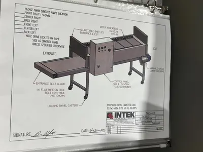 540 DEGREE X 24" W X 8" H INTEK ELECTRIC MESH CONVEYOR TYPE INFRARED OVEN, NEW IN 2020: STOCK #23213