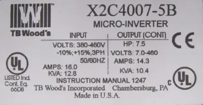 NEW TB WOODS X2C4007-5B DRIVE 7.5HP X2C40075B